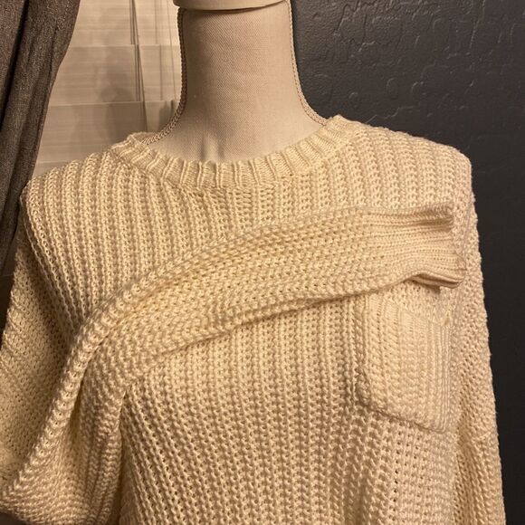 4/$20  Others Follow crop top cream sweater - Picture 3 of 4